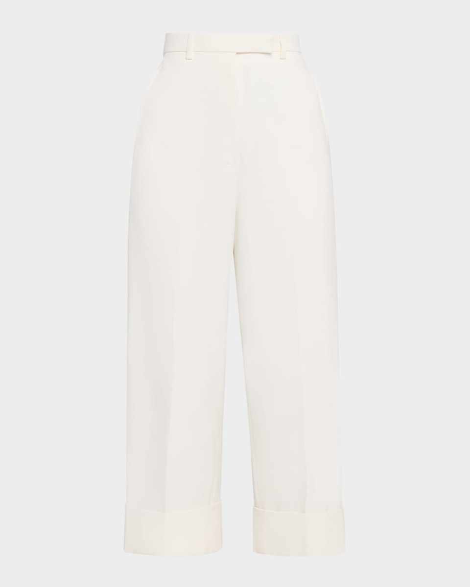 High-Rise Organic Cotton Canvas Straight-Leg Crop Trousers